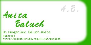 anita baluch business card